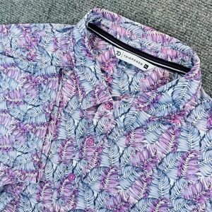 7Diamonds Concrete Jungle Mens XL Polo Shirt Purple Tropical Palm 4-Way Stretch